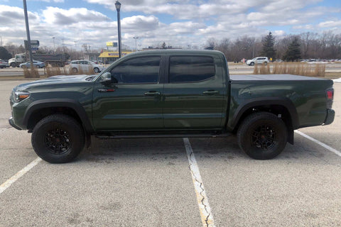 Raptor Series 1904-0378BT - 5 In Tread Step Slide Track Running Boards Black Textured Aluminum 05-23 Toyota Tacoma Double Cab