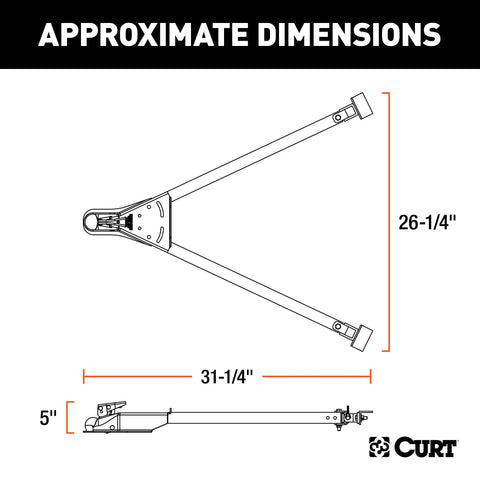CURT 19745 - Universal Tow Bar with 2in. Coupler 5000 lbs Adjusts 26in. to 40in.
