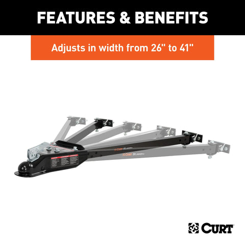 CURT 19745 - Universal Tow Bar with 2in. Coupler 5000 lbs Adjusts 26in. to 40in.