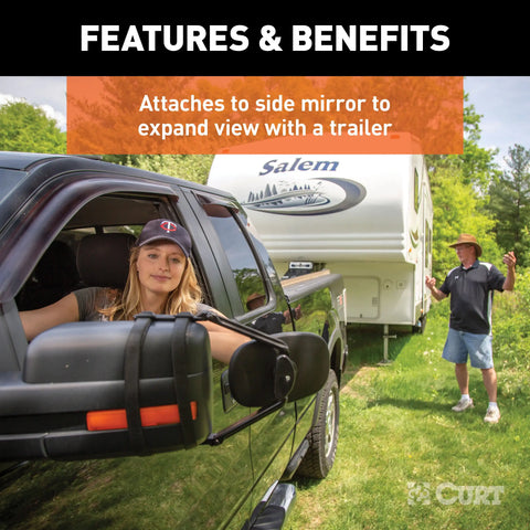 CURT 20002 - 5 x 7-1/2-Inch Universal Strap-On Adjustable Extendable Towing Mirror