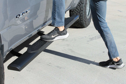 Raptor Series 2002-0602BT - 5 In Oval Style Slide Track Running Boards Black Textured Aluminum 19-24 Dodge Ram 1500 New Body Crew Cab
