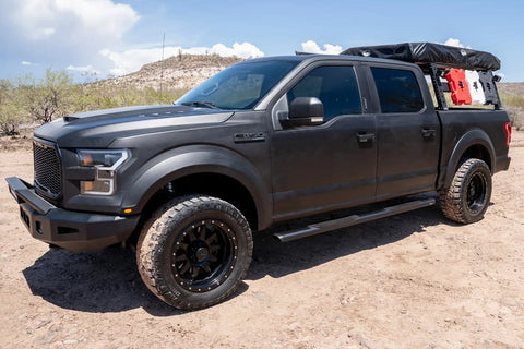 Raptor Series 2003-0377BT - 5 In Oval Style Slide Track Running Boards Black Textured Aluminum 19-24 Ford Ranger Crew Cab