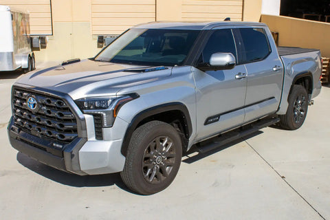 Raptor Series 2004-0142BT - 5 In Oval Style Slide Track Running Boards Black Textured Aluminum 22-24 Toyota Tundra CrewMax Cab