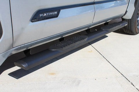 Raptor Series 2004-0142BT - 5 In Oval Style Slide Track Running Boards Black Textured Aluminum 22-24 Toyota Tundra CrewMax Cab