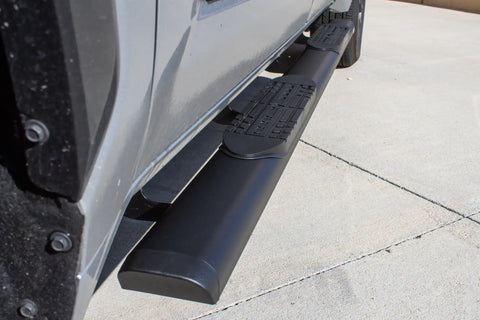 Raptor Series 2004-0142BT - 5 In Oval Style Slide Track Running Boards Black Textured Aluminum 22-24 Toyota Tundra CrewMax Cab
