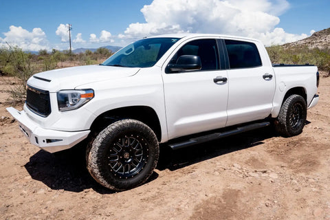 Raptor Series 2004-0143BT - 5 In Oval Style Slide Track Running Boards Black Textured Aluminum 07-21 Toyota Tundra CrewMax Cab