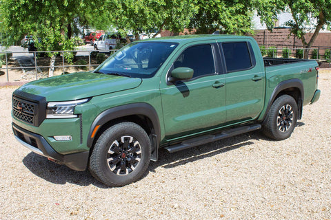 Raptor Series 2007-0589BT - 5 In Oval Style Slide Track Running Boards Black Textured Aluminum 05-24 Nissan Frontier Crew Cab