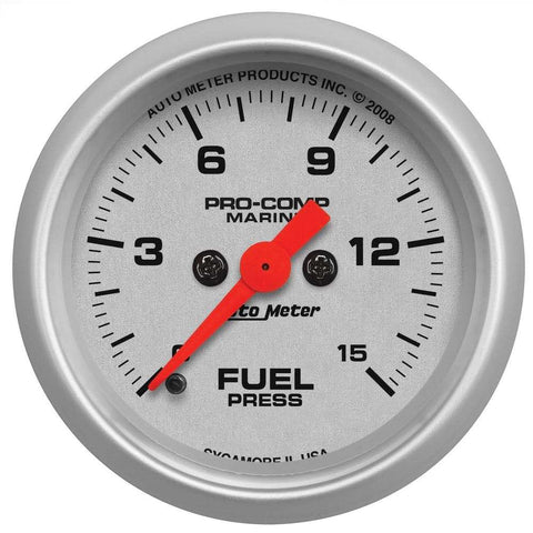 AutoMeter 200848-33 - GAUGE, FUEL PRESSURE, 2 1/16", 15PSI, DIGITAL STEPPER MOTOR, MARINE SILVER