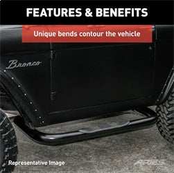 ARIES 203007 - 3 Round Black Steel Side Bars, Select Ford F-150