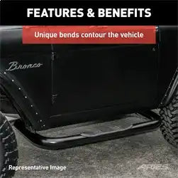 ARIES 203045 - 3 Round Black Steel Side Bars, Select Ford F-150, F-250, F-350 Super Duty