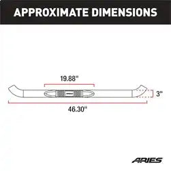 ARIES 204017 - 3 Round Black Steel Side Bars, Select Silverado, Sierra 1500, 2500, 3500 HD