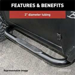 ARIES 204037 - 3 Round Black Steel Side Bars, Select Chevrolet, GMC C, K