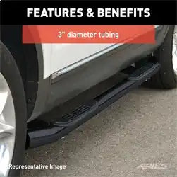 ARIES 204076 - 3-Inch Round Black Steel Nerf Bars, No-Drill, Fits Select Hummer H3