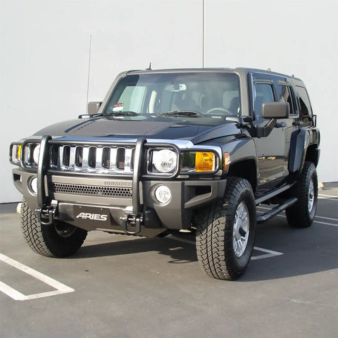 ARIES 204076 - 3-Inch Round Black Steel Nerf Bars, No-Drill, Fits Select Hummer H3