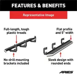ARIES 2051020 - AeroTread 5 x 76 Polished Stainless Running Boards, Select Traverse, Acadia