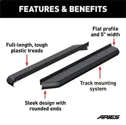 ARIES 2051970 - AeroTread 5 x 70 Black Stainless Running Boards (No Brackets)