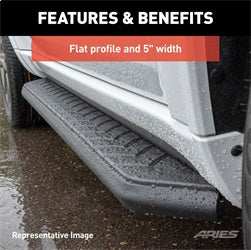 ARIES 2051976 - AeroTread 5 x 76 Black Stainless Running Boards (No Brackets)