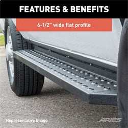ARIES 2055514 - RidgeStep 6-1/2 x 75 Black Steel Running Boards, Select Dodge, Ram 1500