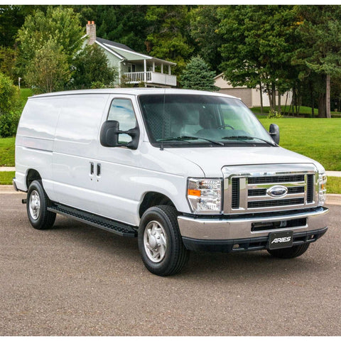 ARIES 2055537 - RidgeStep 6-1/2 x 96", 36 Black Steel Running Boards, Select Ford E-Series