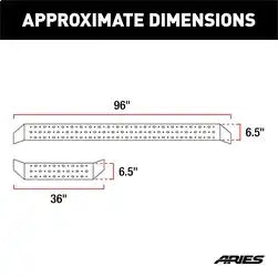 ARIES 2055545 - RidgeStep 6-1/2 x 96", 36 Black Steel Running Boards, Select Ford Transit