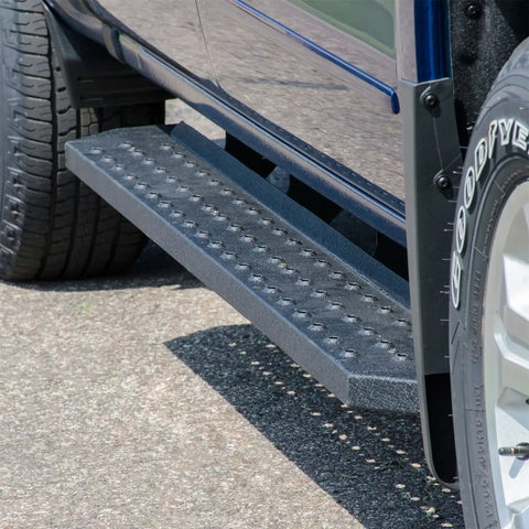 ARIES 2055551 - RidgeStep 6-1/2 x 75 Black Steel Running Boards, Select Silverado, Sierra Crew