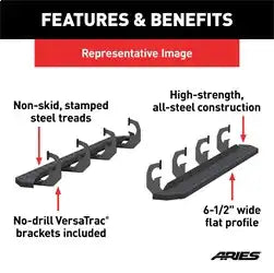 ARIES 2055554 - RidgeStep 6-1/2 x 75 Black Steel Running Boards, Select Ford Explorer