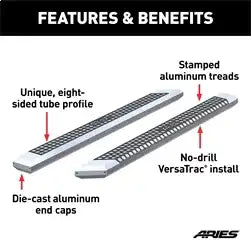 ARIES 2055885 - AdvantEDGE 5-1/2 x 85 Chrome Aluminum Side Bars (No Brackets)