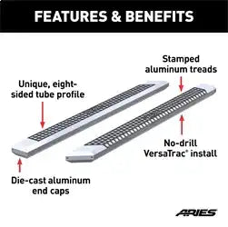 ARIES 2055891 - AdvantEDGE 5-1/2 x 91 Chrome Aluminum Side Bars (No Brackets)