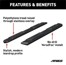 ARIES 2057985 - AscentStep 5-1/2 x 85 Black Steel Running Boards (No Brackets)