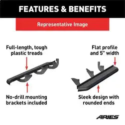 ARIES 2061014 - AeroTread 5 x 70 Black Stainless Running Boards, Select Toyota Highlander