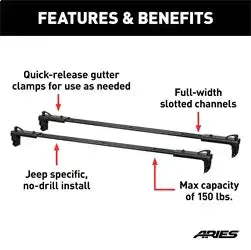 ARIES 2070450 - Jeep Roof Rack Crossbars for Wrangler JK (2-Pack)