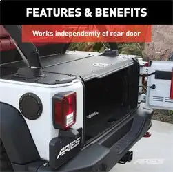 ARIES 2070465 - Black Aluminum Security Cargo Lid, Select Jeep JK Unlimited