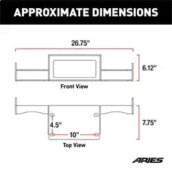 ARIES 2072102 - TrailChaser Bumper Jeep JL, Gladiator Winch Reinforcement Bracket