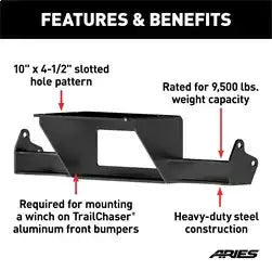 ARIES 2072102 - TrailChaser Bumper Jeep JL, Gladiator Winch Reinforcement Bracket