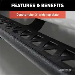 ARIES 2074153 - Black Steel Rocker Step Guard Running Boards, Select Toyota Tundra