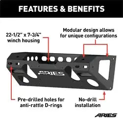 ARIES 2081001 - TrailChaser Jeep Wrangler JK Aluminum Front Bumper Center Section