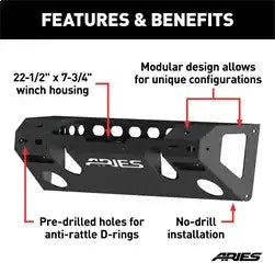 ARIES 2081003 - TrailChaser Jeep Wrangler JL, Gladiator Steel Front Bumper Center Section