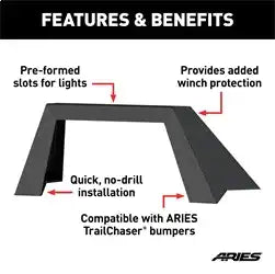 ARIES 2081100 - TrailChaser Black Steel Front Jeep Bumper Angular Brush Guard Only