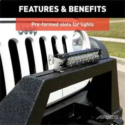 ARIES 2081100 - TrailChaser Black Steel Front Jeep Bumper Angular Brush Guard Only