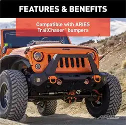 ARIES 2081100 - TrailChaser Black Steel Front Jeep Bumper Angular Brush Guard Only