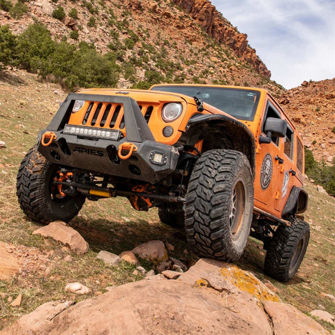 ARIES 2081101 - TrailChaser Jeep Wrangler Aluminum Front Bumper Angular Brush Guard