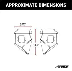 ARIES 2081200 - TrailChaser Jeep Wrangler, Gladiator Steel Front Bumper Corners with LEDs
