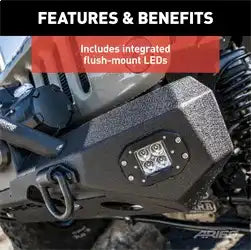 ARIES 2081200 - TrailChaser Jeep Wrangler, Gladiator Steel Front Bumper Corners with LEDs