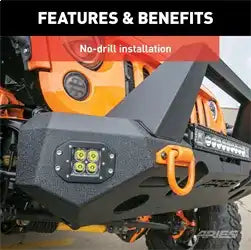 ARIES 2081200 - TrailChaser Jeep Wrangler, Gladiator Steel Front Bumper Corners with LEDs