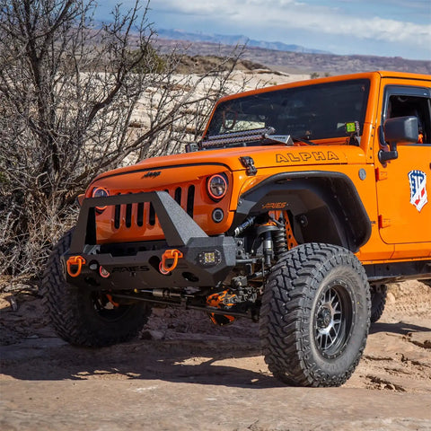 ARIES 2081205 - TrailChaser Jeep Wrangler, Gladiator Aluminum Front Bumper Corners with LEDs
