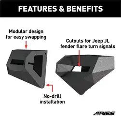 ARIES 2081209 - TrailChaser Jeep Wrangler JL, Gladiator Aluminum Front Bumper Corners