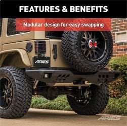 ARIES 2081223 - TrailChaser Jeep Wrangler Aluminum Rear Bumper Corners with LEDs