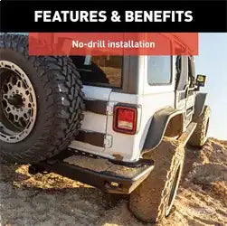 ARIES 2081223 - TrailChaser Jeep Wrangler Aluminum Rear Bumper Corners with LEDs