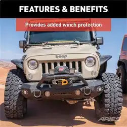 ARIES 2081252 - TrailChaser Jeep Wrangler Steel Front Bumper Round Brush Guard