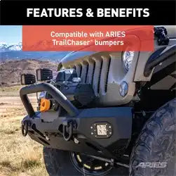 ARIES 2081255 - TrailChaser Jeep Wrangler Aluminum Front Bumper Round Brush Guard